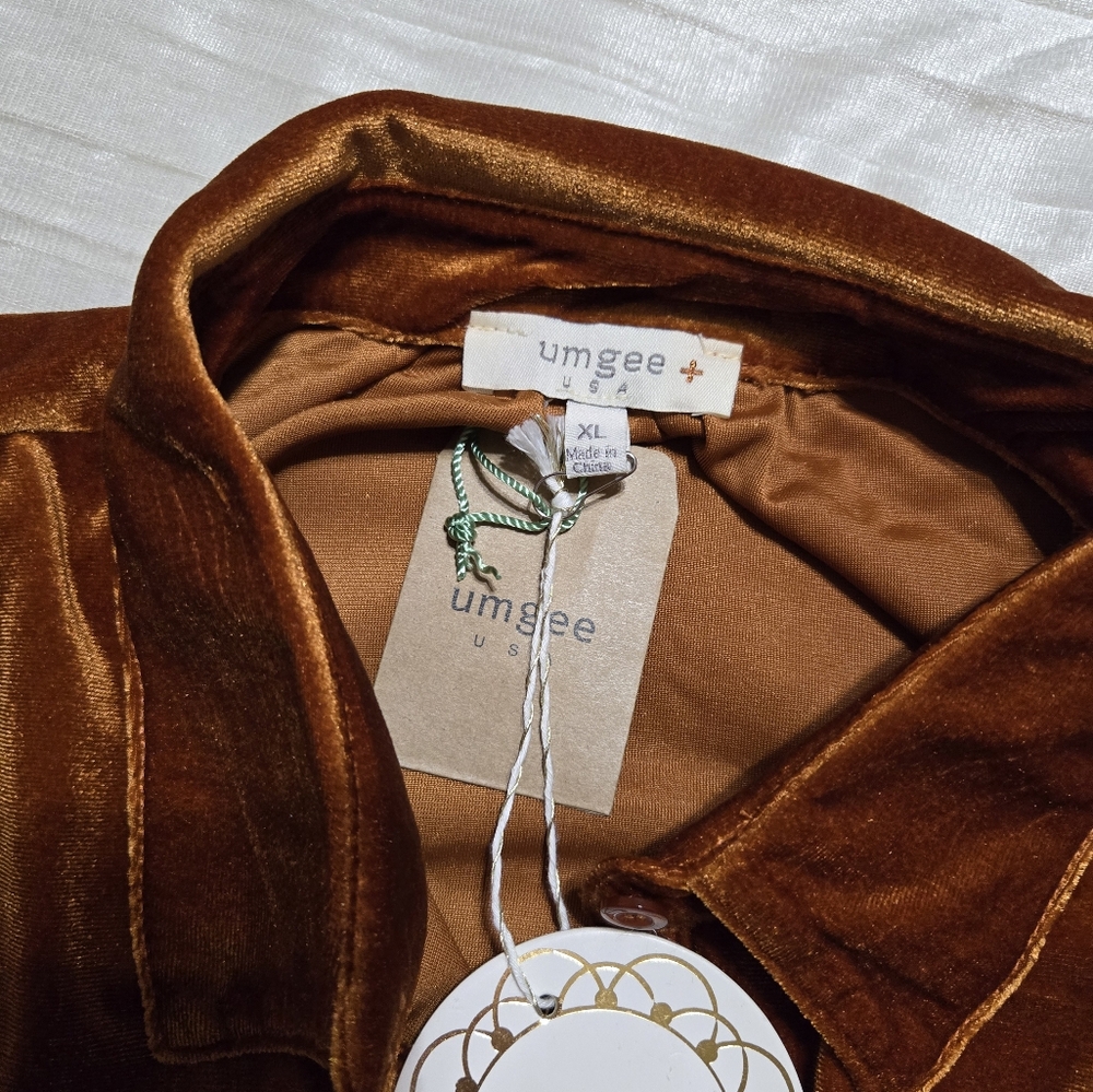 Velvet Button-Up Tunic in Rust By Umgee NWT SIZE XL - Picture 6 of 8